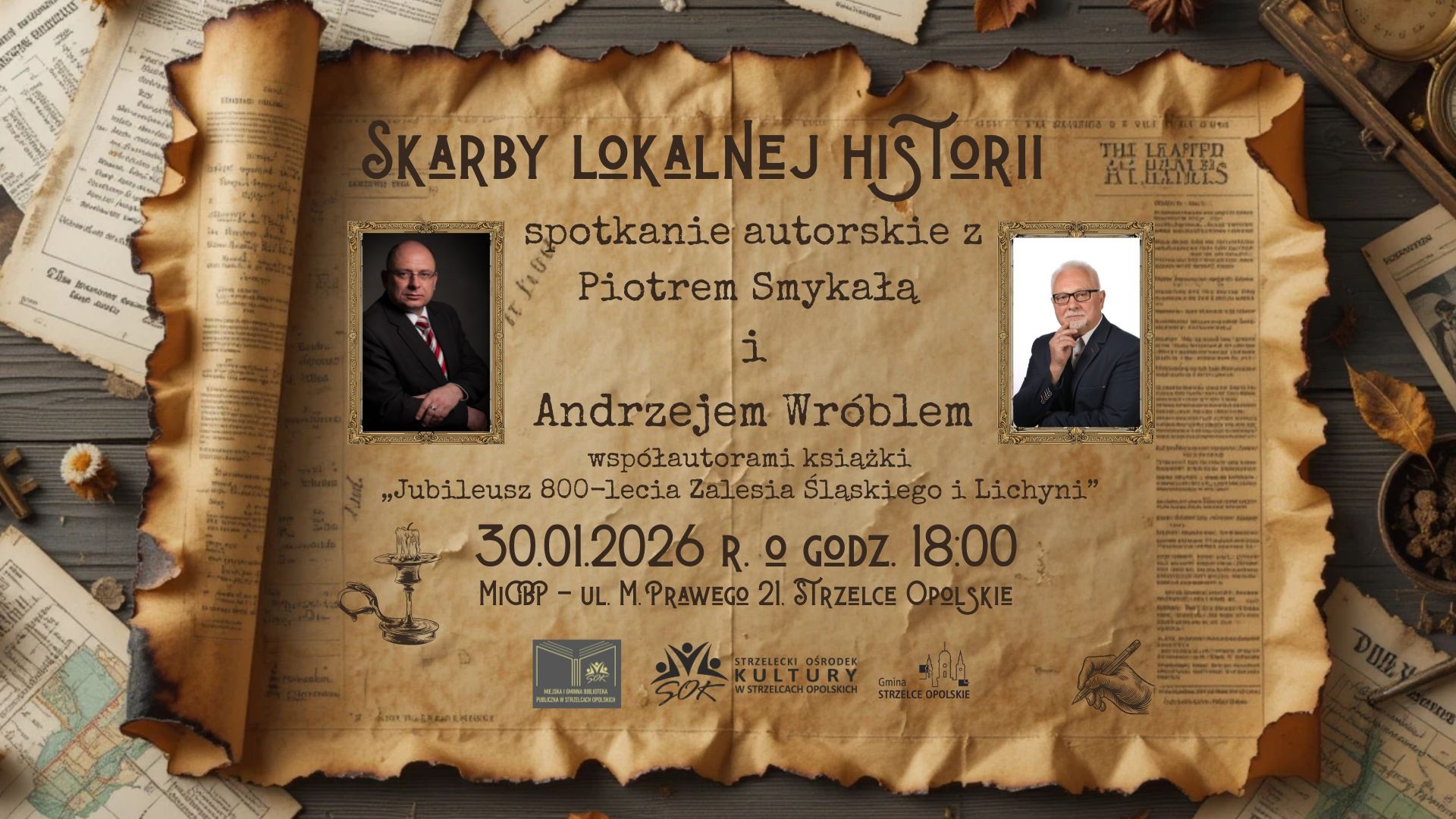 Plakat na spotkanie z Piotrem Smykała i Andrzejem Wróblem.jpg