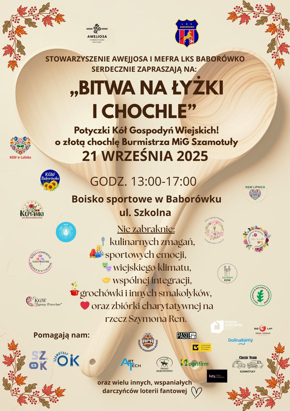 aproszenie Szanowne Koła Gospodyń Wiejskich! Z radością zapraszamy Was do udziału w wyjątkowej imprezie — „Bitwa na Łyżki i Chochle”, czyli Potyczki Kół Gospodyń Wiejskich! 📅 Kiedy 21 sierpnia 20(5).jpg